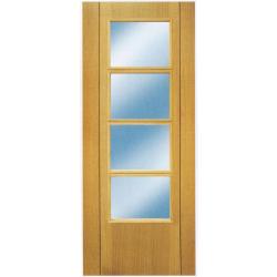Vision 4-Light Flush Internal Oak Door with Walnut Inlay (pre-finished)
